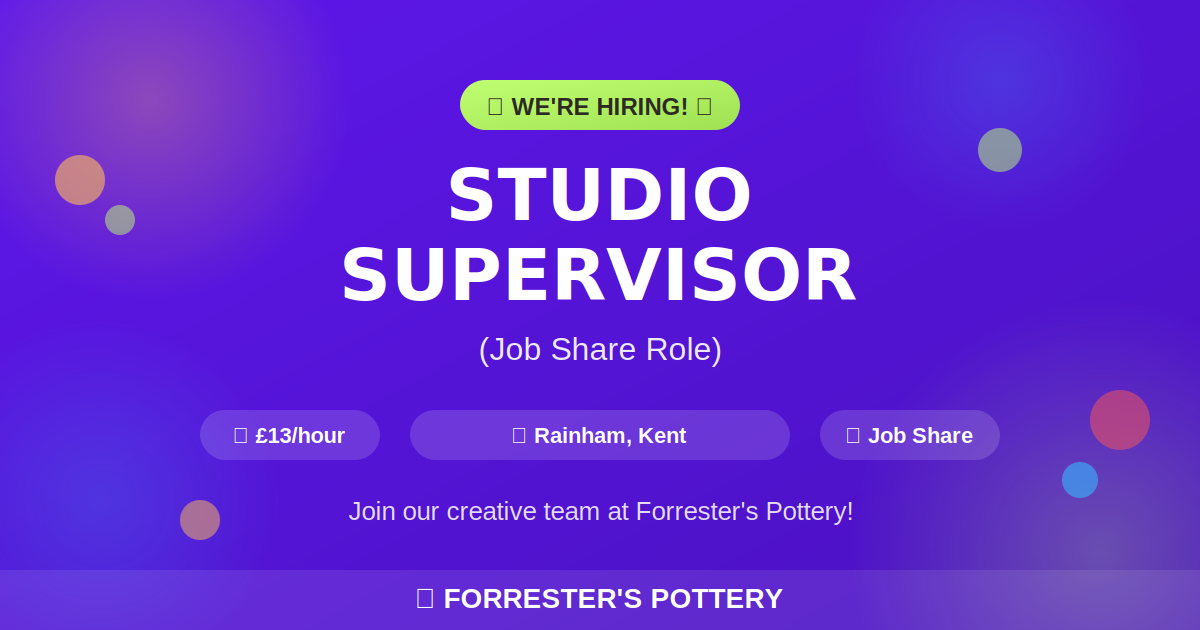 We're Hiring! Studio Supervisor (Job Share Role)
