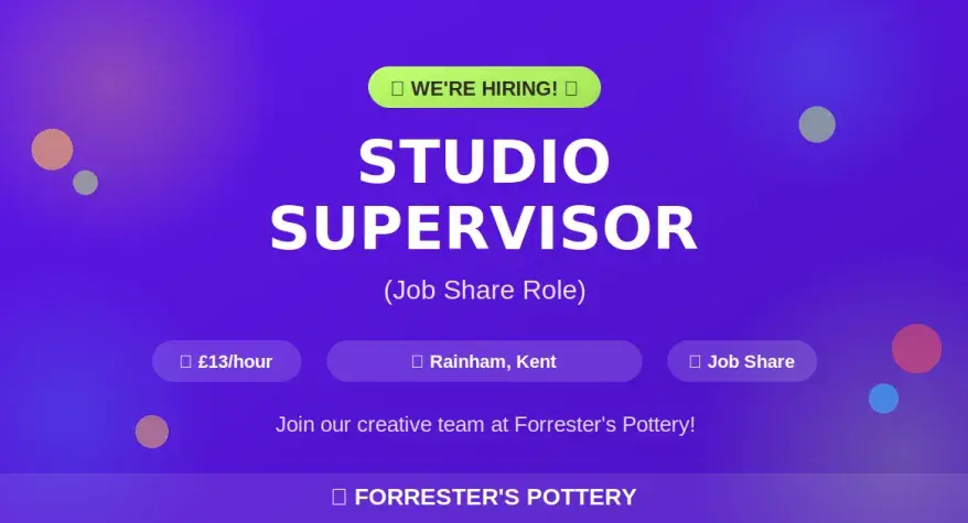 We're Hiring! Studio Supervisor (Job Share Role)